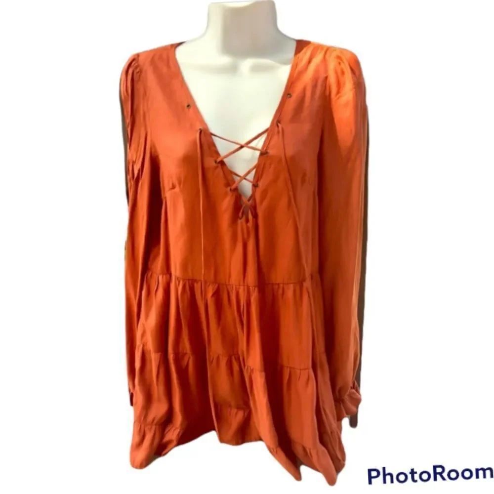 Ark & co boho style deep v long sleeves top S